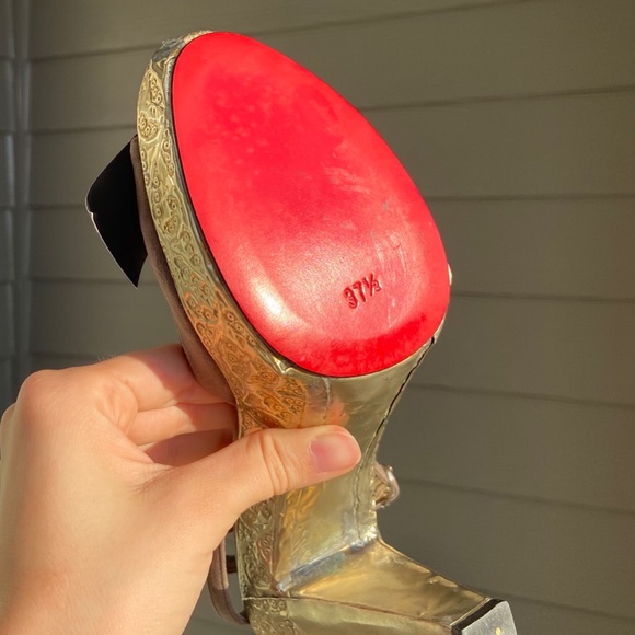 NWT Christian Louboutin Silver Metal Heels 37.5 - Picture 6 of 9